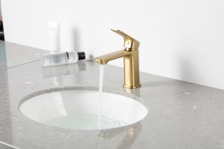 Смеситель для раковины Gappo G1028-3 золотой сатин